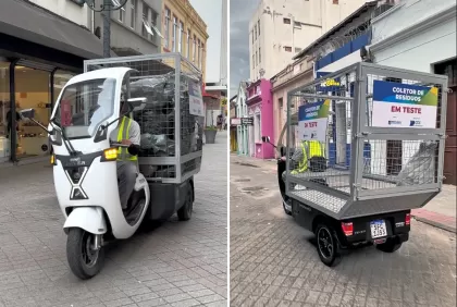 CDL Florianópolis apresenta projeto-piloto para otimizar a coleta de lixo no Centro com carro coletor motorizado elétrico